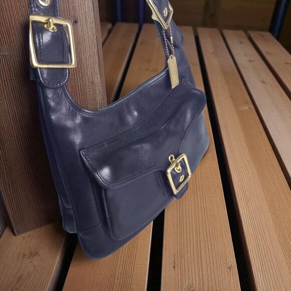 Coach Vintage Saddle Hippie Legacy 9340 Black Leather Buckle Shoulder Bag - Picture 8 of 13